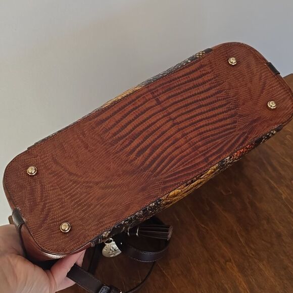 Brahmin | Mini Asher Brown Tyndal Snake Lizard Smooth Leather Satchel - Picture 5 of 16